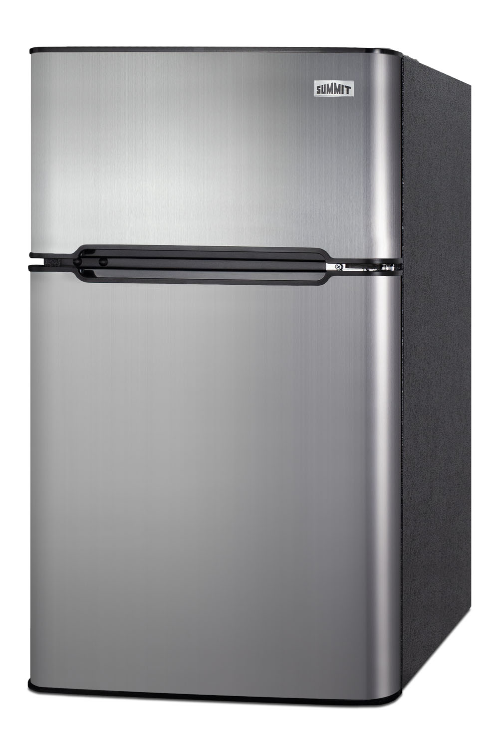 ENERGY STAR certified ADA height 2-door refrigerator-freezer with stainless steel doors and black cabinet